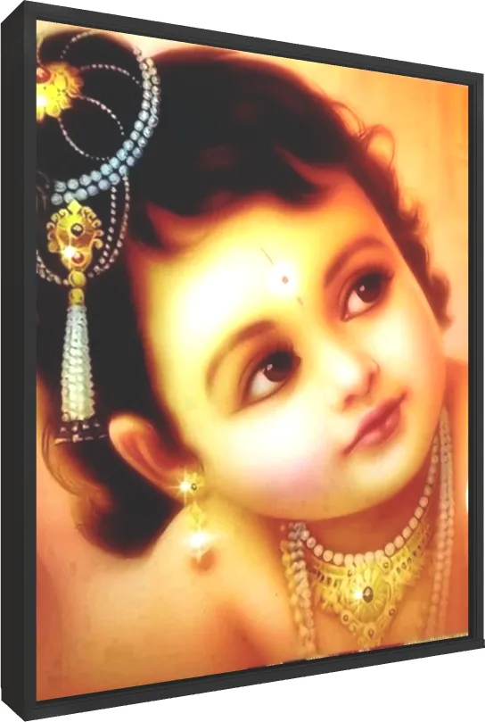 Celestial Radha Krishna Love Print — floater frame preview | PrintPosters.in